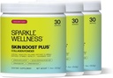 Sparkle Wellness Skin Boost Plus (Mixed Berry) [3-Pack of 30-Serves] Collageen Powder with VERISOL Bioactive Hydrolyzed Collageen Peptides, Vitamine C & Hyaluronic Acid Verbeteren van huidelasticiteit