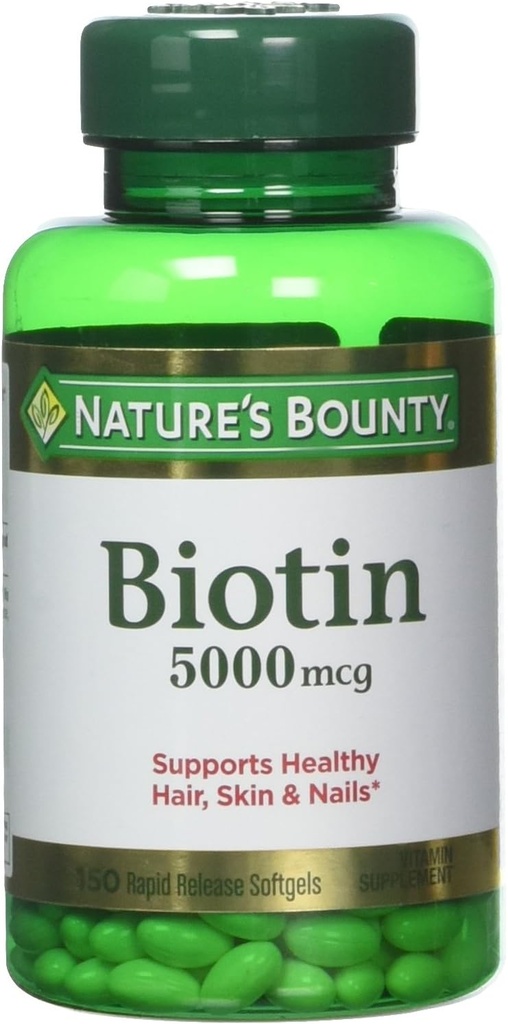 Biotine Bounty de la nature 5000 mcg, 60 comprimés à dissolver rapidement (paquet de 2)