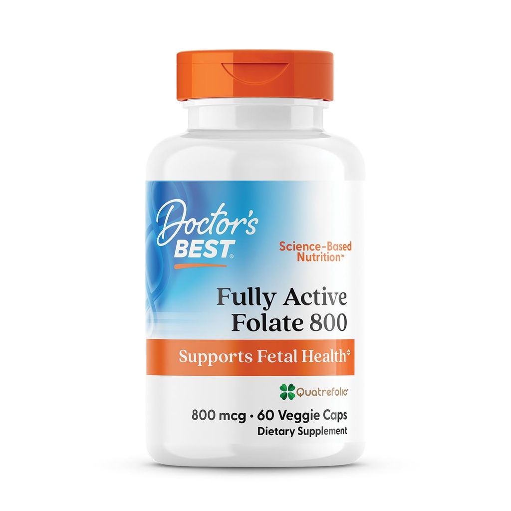 Artsen Beste volledig actieve Folaat 800 met Quatrefolic, Ondersteunt foetusgezondheid, Non-GMO, Glutenvrij, Vegan 60 Veggie Caps