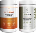 VITASEI Wellness Bundle – Hydrolysed Collagen Peptides Poudre & Teatox Detox & Cleanse Support Poudre – Cheveux, peau, ongles et booster de digestion pour les femmes et les hommes