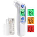 Thermomètre d'oreille, Thermomètre d'oreille numérique pour enfants et adultes, Thermomètre bébé haute précision avec résultat 1s, 3 couleurs codées et 30 souvenirs de mémoire, facile à utiliser, avec 21 housses jetables