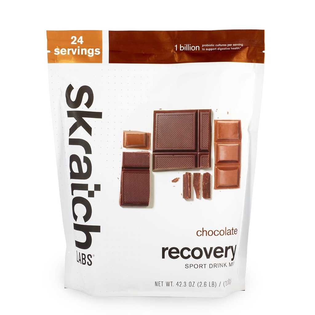 Skratch Labs Recovery Drink Mix post-entraînement avec chocolat, (41,6 oz, 24 portions) avec protéines de lait complètes de caséine et de lactosérum et probiotiques, sans gluten, casher, naturel, végétarien