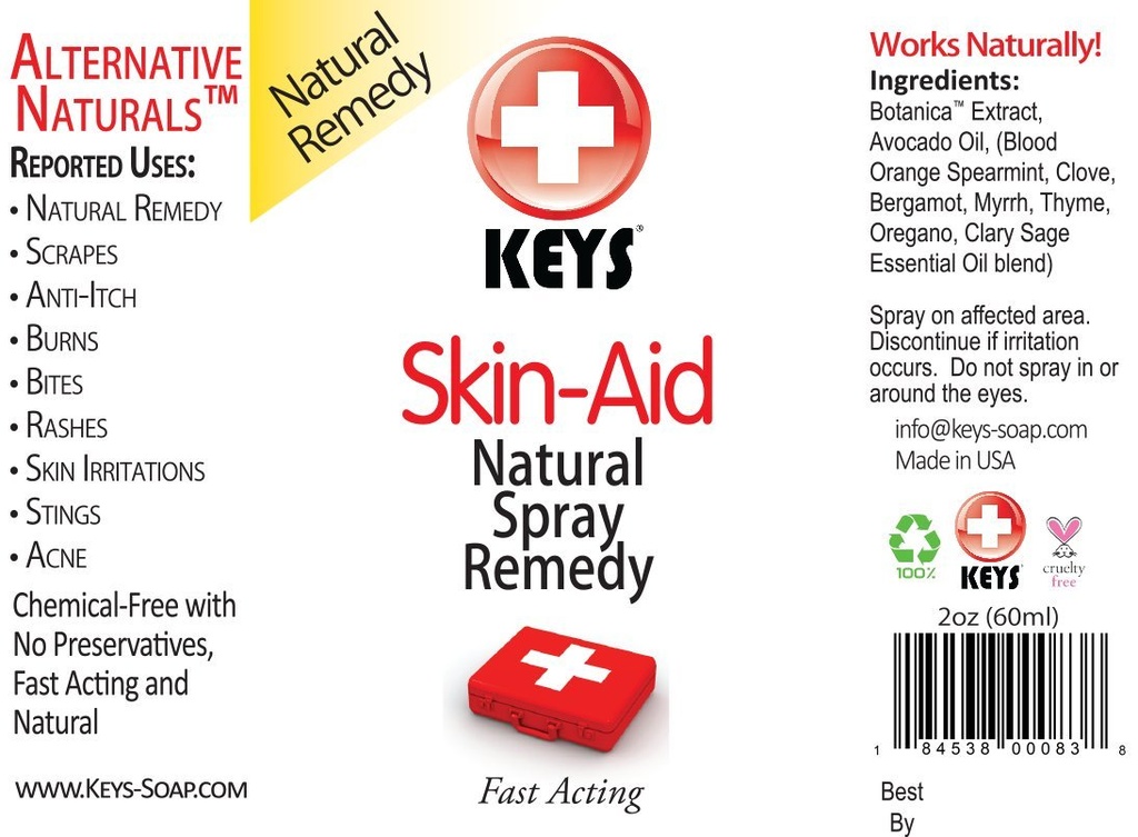 Sleutels Skin-Aid Vegan, Chemical-Free, Alle Natuurlijke Antiseptische Analgetische Spray Therapie Remedie, Fast Acting Pharmaceutical Grade Ingrediënten in Therapeutische Proportions, No Lidocaine, 2 ounces