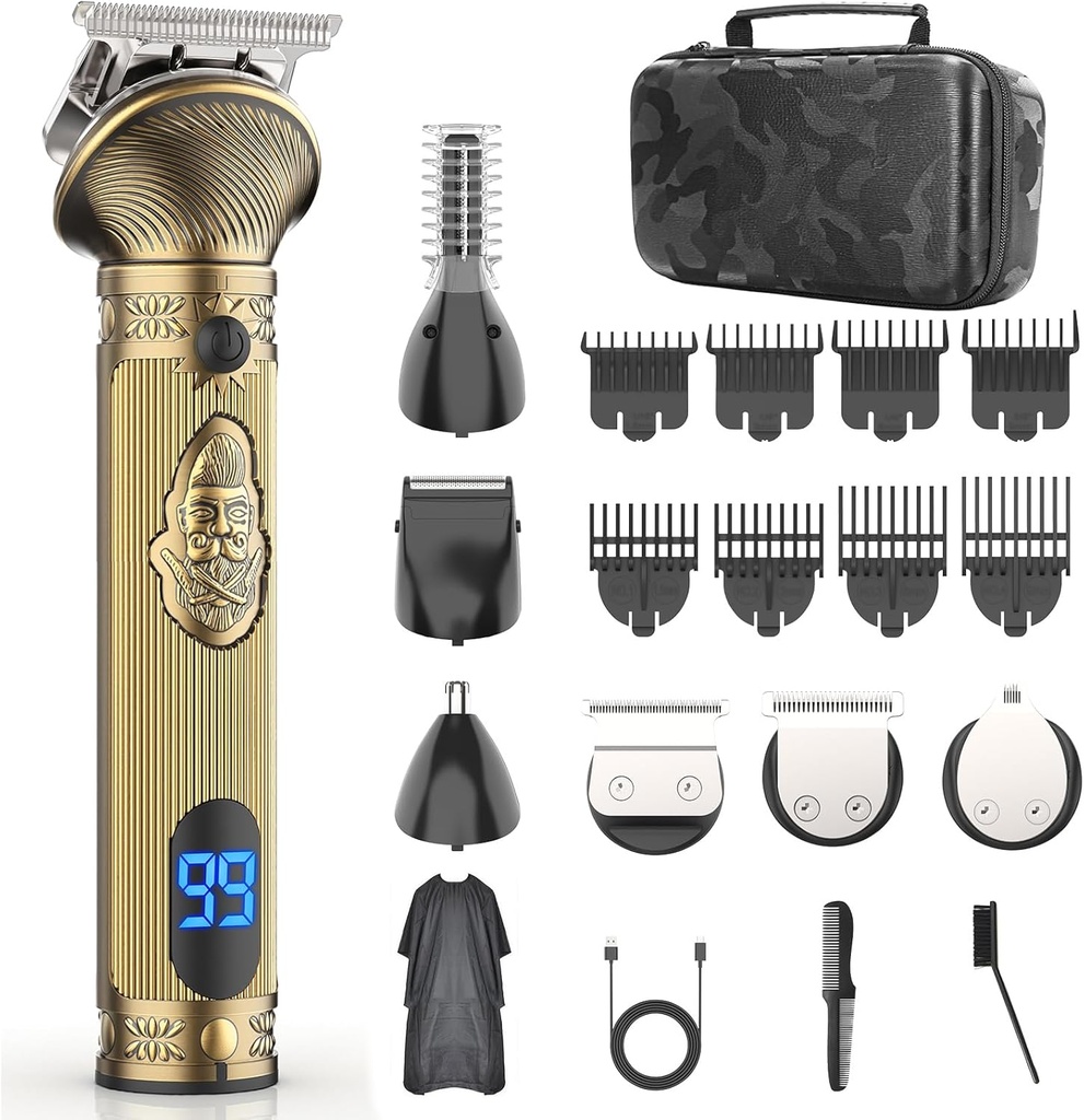 Baard trimmer voor mannen, reizen elektrische scheerapparaten voor mannen met geval, Cordless Hair Clipper, Heren Grooming Kit voor snor Lichaam neus gezicht - 180 Min Scheren, Giften voor hem & vader