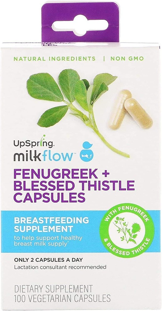 Supplément d'allaitement au flux de lait avec le chardon béni fenugré (100 capsules végétariennes)