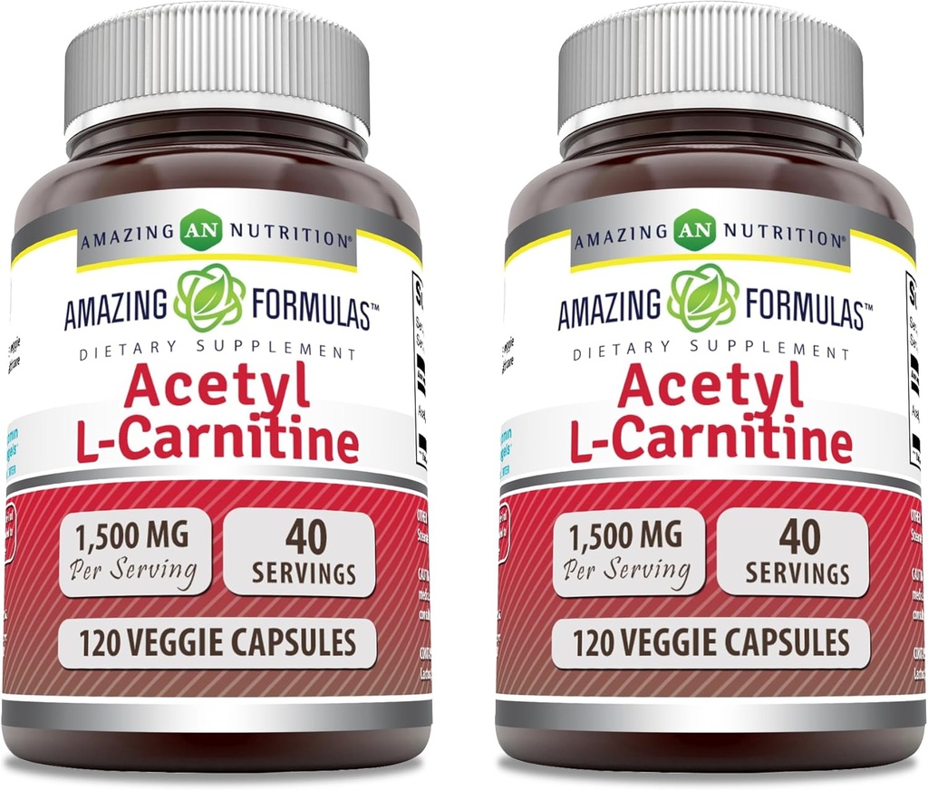 Verbazingwekkende Formules Acetyl L-Carnitine 1500 Mg Per Serving Veggie Capsules Supplement 