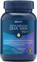 GNC Triple Strength DHA 1000 Mini Omega 3 Supplement, 1000mg, Ultra Concentrated, High Potency, Ondersteunt Hersenontwikkeling en gezonde visie, Burpless, 90 Mini Softgels, 45 SVG, 45 Day Supply