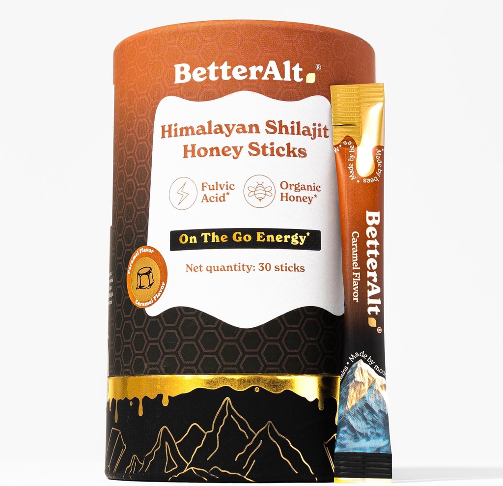 Beter Alt Pure Himalaya Shilajit Caramel Honing Sticks met biologische Honing eenvoudig te consumeren Shilajit
