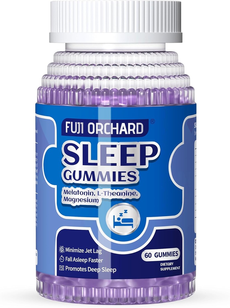 Slaap Gummies, Natuurlijke Slaap Gummies voor Volwassenen met Magnesium & L-Theanine, Sterk Melatonine Gummies Slaaphulp voor Volwassenen, 60 Tellen