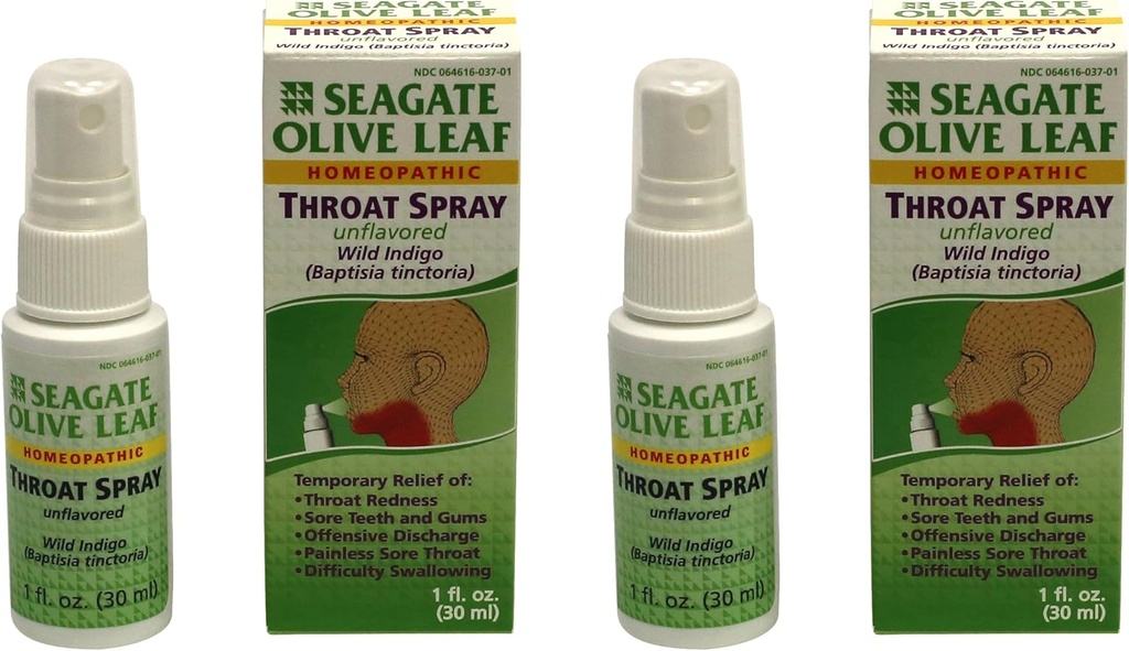 Produits Seagate Spray homéopathique de gorge de feuille d'olive 1 once Non aromatisé 2pack