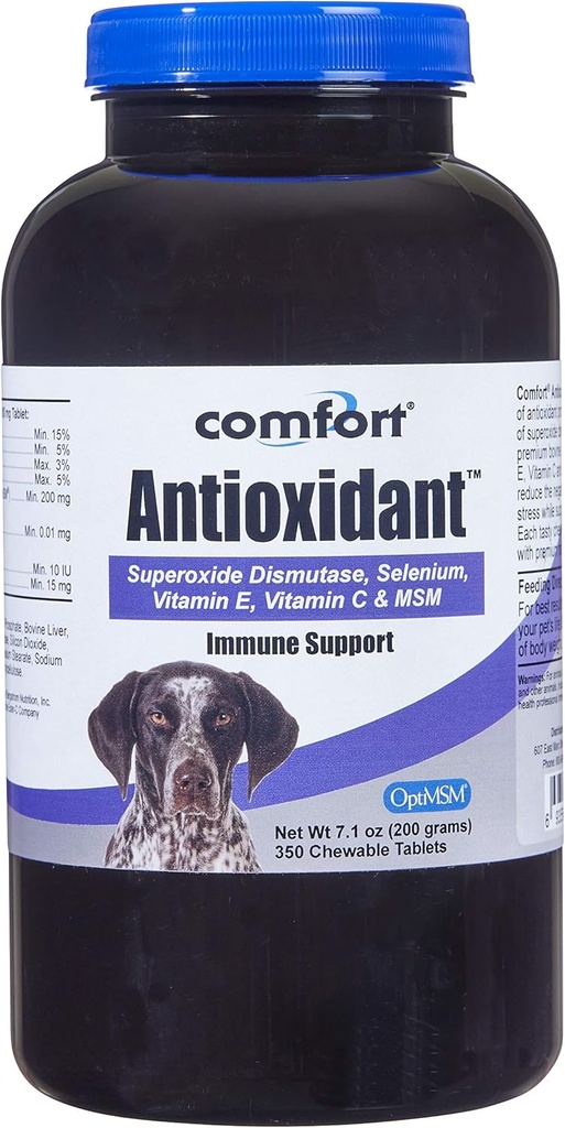 Kala Health COMFORT Antioxidant Supplement voor honden, 350 Tel, Immuun Ondersteuning en helpt verminderen huidallergieën, Bevat: MSM, Superoxide Dismutase, Selenium en Vitamine C & E, Made in The USA