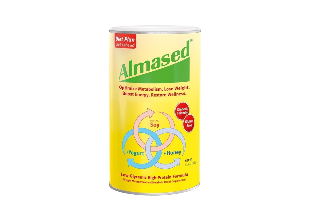 Almased Maaltijd Vervangingsshake - Low-Glycemic High Plant Base Protein Poeder- Nutritional Weight Support Supplement - Originele smaak - 17,6 oz (pakket van 3)