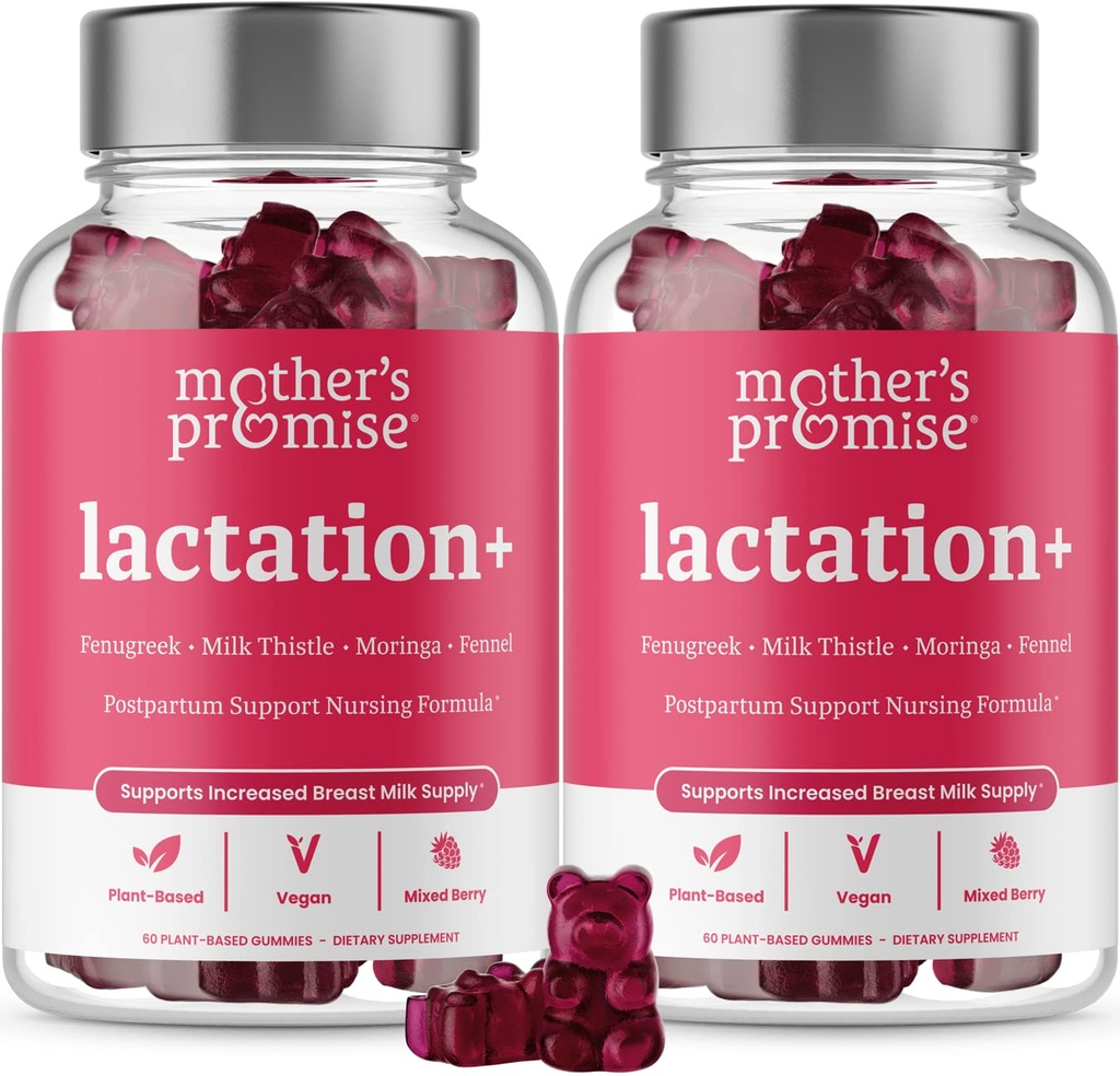 Moeder's Belofte Borstvoeding Supplement Gummy's voor de productie van moedermelk Verhoogen van de Borstvoeding Ondersteuning voor Borstvoeding, Verpleegkunde & Borstvoeding met Fenegriek, Moringa & Milk Thistle 2 Pack