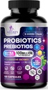 Probiotiques 100 milliards CFU par portion - 10 souches premium + prébiotiques - Meilleur supplément probiotique pour les femmes et les hommes - Soutiens immunitaire, santé digestive, Constipation occasionnelle et gaz - 120 capsules
