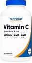 Nutricost Vitamine C 500 mg, 240 capsules, vegetarisch, glutenvrij en niet-GMO
