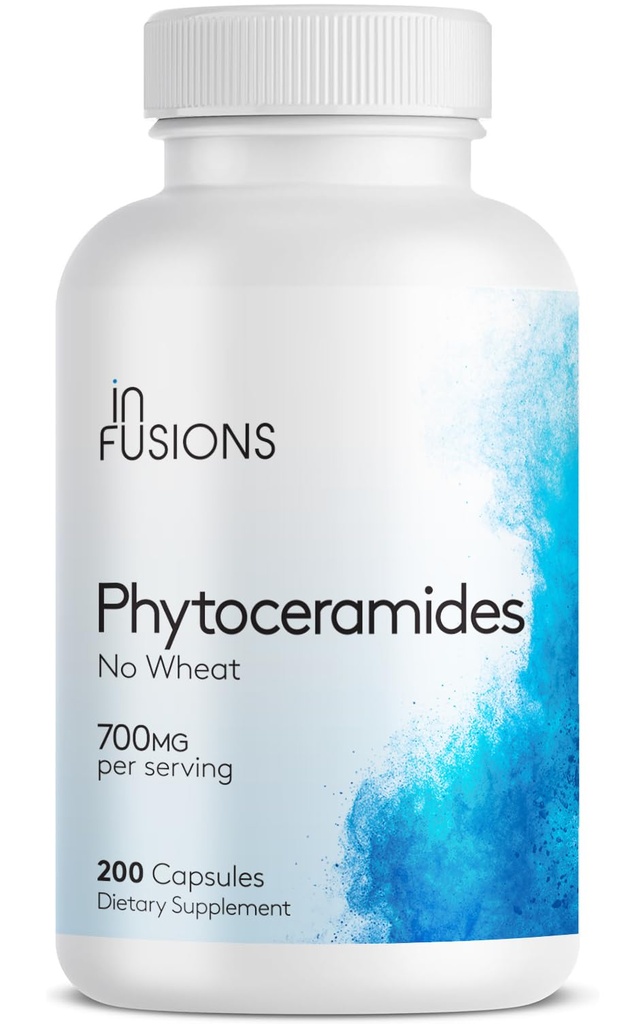 Phytocéramides 200 Capsules Réparation de la peau Rejuvenation Support anti-âge Céramides dérivés de la plante 700mg Sans gluten Non-OGM