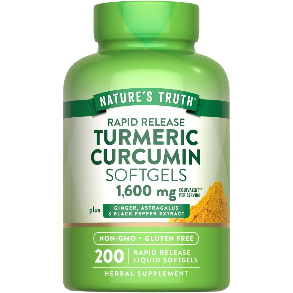 Nature's Truth Kurkuma Curcumin Complex Supplement met Black Pepper Extract, Gember & Astragalus 