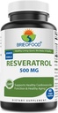 Brieofood Resveratrol 500mg - Natural Antioxidant Supplement for Cardiovasculair & Immuun System Health - 60 Veggie Capsules
