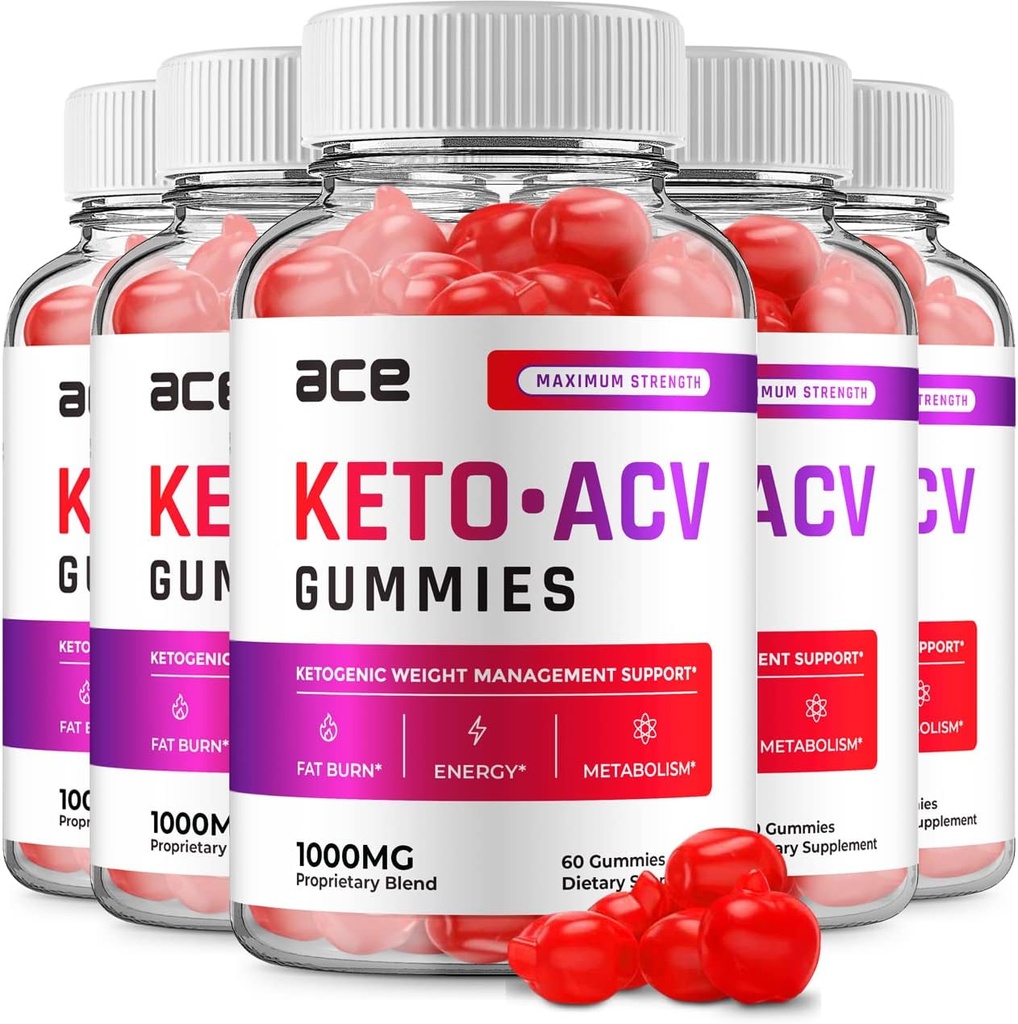 (5 Pack) Ace Keto ACV Gummies - Advanced Formula Ace Keto Plus ACV Gummies Apple Cider Vinegar Ace ACV, Weight Management, Dieetsupplement Beoordelingen Mannen Vrouwen (300 Gummies)