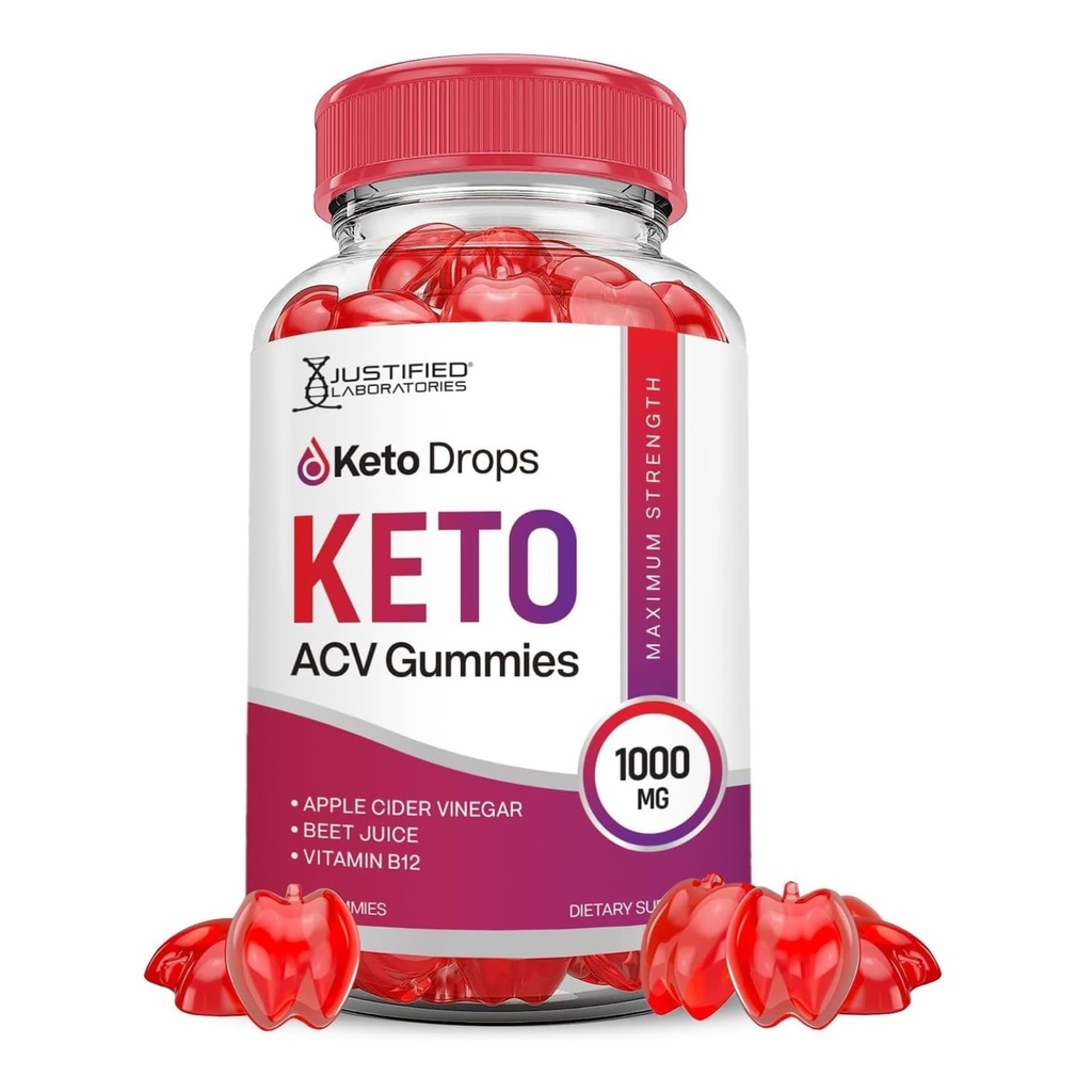 Justified Laboratories Keto Drops Keto ACV Gummies Advanced Formula 1000MG Keto Drops Keto Gummies Apple Cider Vinegar Geformuleerd met Granaatappel Beet Juice Powder B12 Vegan Non GMO 60 Gummys