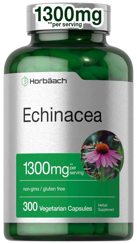 Horbäach Echinacea Extract Capsules 1300mg 300 Telling 