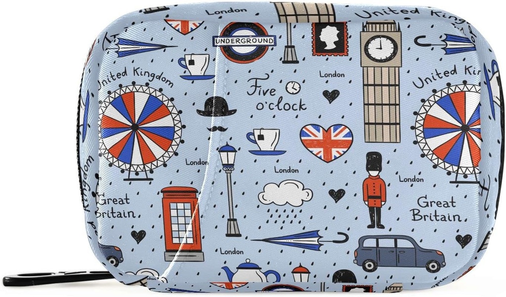London Retro Print pil Box 7 dagen pil geval reis pil Organisator tas met rits draagbare Wekelijkse Vitamine Medicine supplement houder Pouch Bag