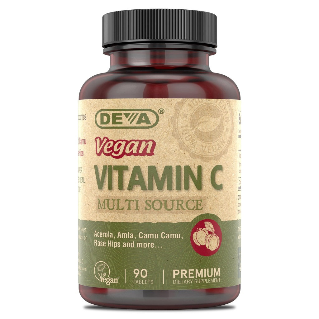 DEVA Vegan Vitamins - Vegan Food Based Premium Vitamin C - Multisource - Non-GMO - 90 tabletten