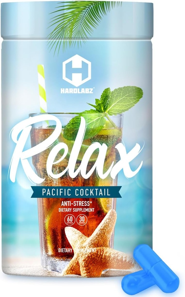 HARDLABZ Relax - All-Natural Stress Relief, Slaapondersteuning, Mood Enhancement Herbal Supplement met Ivan Tea, Valeriaan, Ginseng, Lavendel, Lemon Balm, Moederwort, 60 Capsules