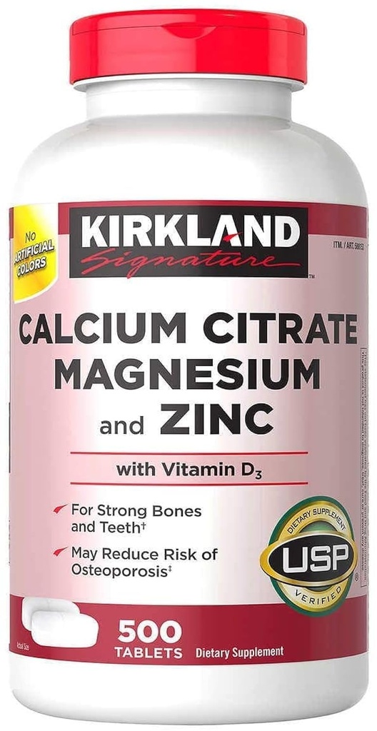 Kirkland Handtekening Calcium Citroen Magnesium en Zink, 500 tabletten