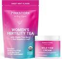 Thé Fécondité Pink Stork et Crème Yam Sauvage pour Femmes, Fertilité, Ovulation, Conception et Hormone Balance pour Femmes avec Chaste Tree Berry (Vitex) - Duo