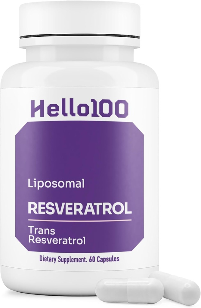 Supplément de resvératrol trans liposomique haute pureté - Chaque gélule de 250 mg dépasse 98% de pureté du supplément de resvératrol organique - Résvératrol liposomique antioxydant, végan - 60 capsules