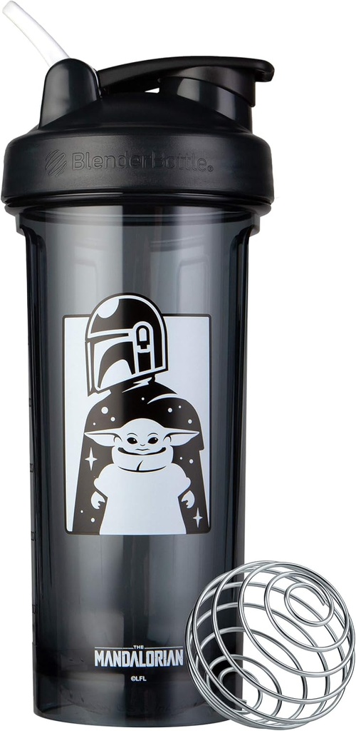 BlenderBottle Star Wars Shaker Bottle Pro Series Perfect for Protein Shakes and Pre Workout, 28-Ounce, Mandalorian & Child