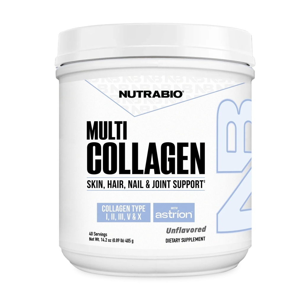 NutraBio Multi collagène en poudre- Peptides de collagène hydrolysés pour les cheveux et la peau Glowing- Poudre de collagène pour les femmes et les hommes- 40 portions