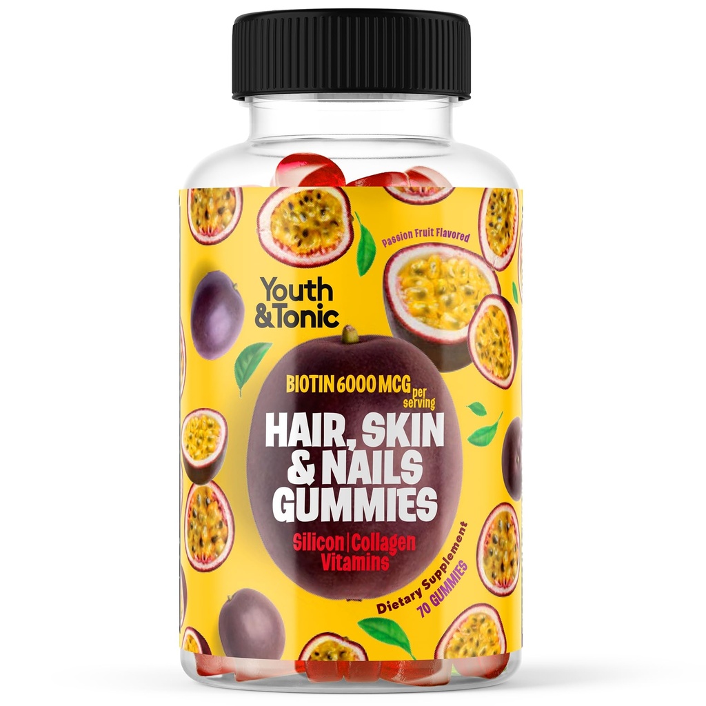 70 Hair Gummies Biotin 6000mcg Collageen Silicium PABA & Multivitaminen 