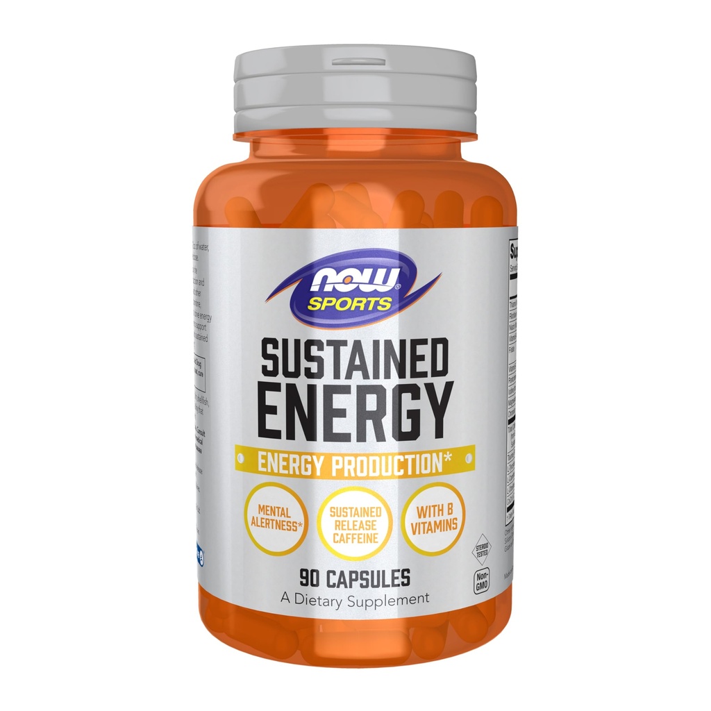NOW Foods Sports, Sustained Energy Energy Production* Geestelijke Alertheid* Sustained Release Cafeïne met B Vitaminen 90 Veg Capsules