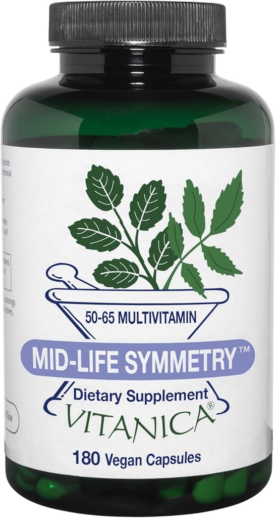 Vitanica - Mid-Life Symmetrie, 50-65 High Potency Daily Multivitamine en Mineraal, Vegan, 180 Capsules