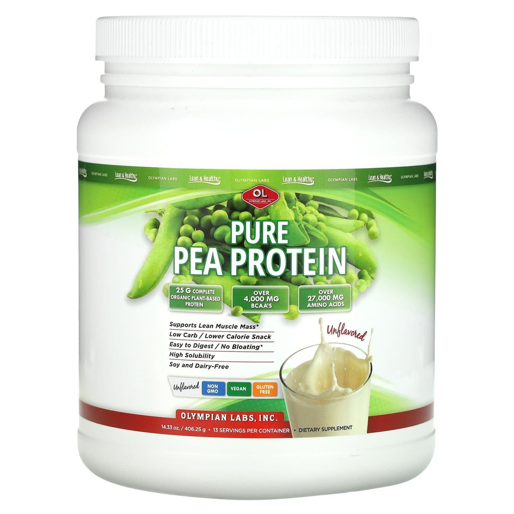Olympian Labs Pea Proteïne Poeder, Unflavored - 25g eiwit, plantaardige Veganistisch Vriendelijk, Low Net Carbs, Glutenvrij, Lactosevrij, Geen Suiker Toegevoegd, en Sojavrij, 13 Serven