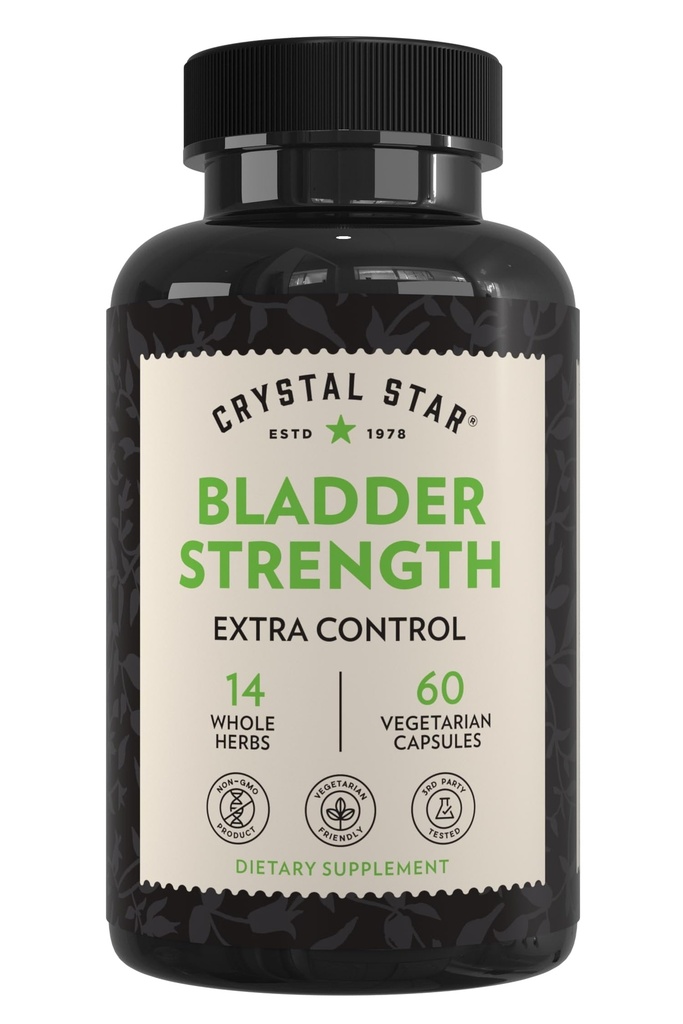 Cristal Star Bladder Strength (60 capsules) – Herbal Urinary Tract Health and Extra Strength Bladder Control Supplement, extrait de canneberge, extrait de graines de citrouille, plantain et racine de Yam sauvage, non-OGM