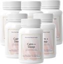 Natuurlijke voeding - Kalmte + slaapcapsules voor diepe rust & ontspanning met Ashwagandha, kamille, Tart Cherry Extract, Passiebloem, L-theanine, & Magnesium - 360 Capsules