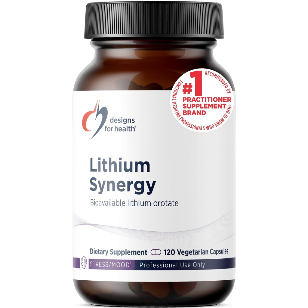 Designs for Health Lithium Synergy - 5mg Lithium Orotate with TMG + B12 Methylcobalamine - Bio available Mood + Methylation Support Supplement, Non-GMO + Vegetarian (120 capsules)