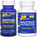 NATUURLIJKE STAKKEN MagTech Magnesium + Serotonine Hersenen Voedselbundel - Ondersteunt Ontspanning, Hersengezondheid & a Positive Mood* - 150 Totaal Capsules