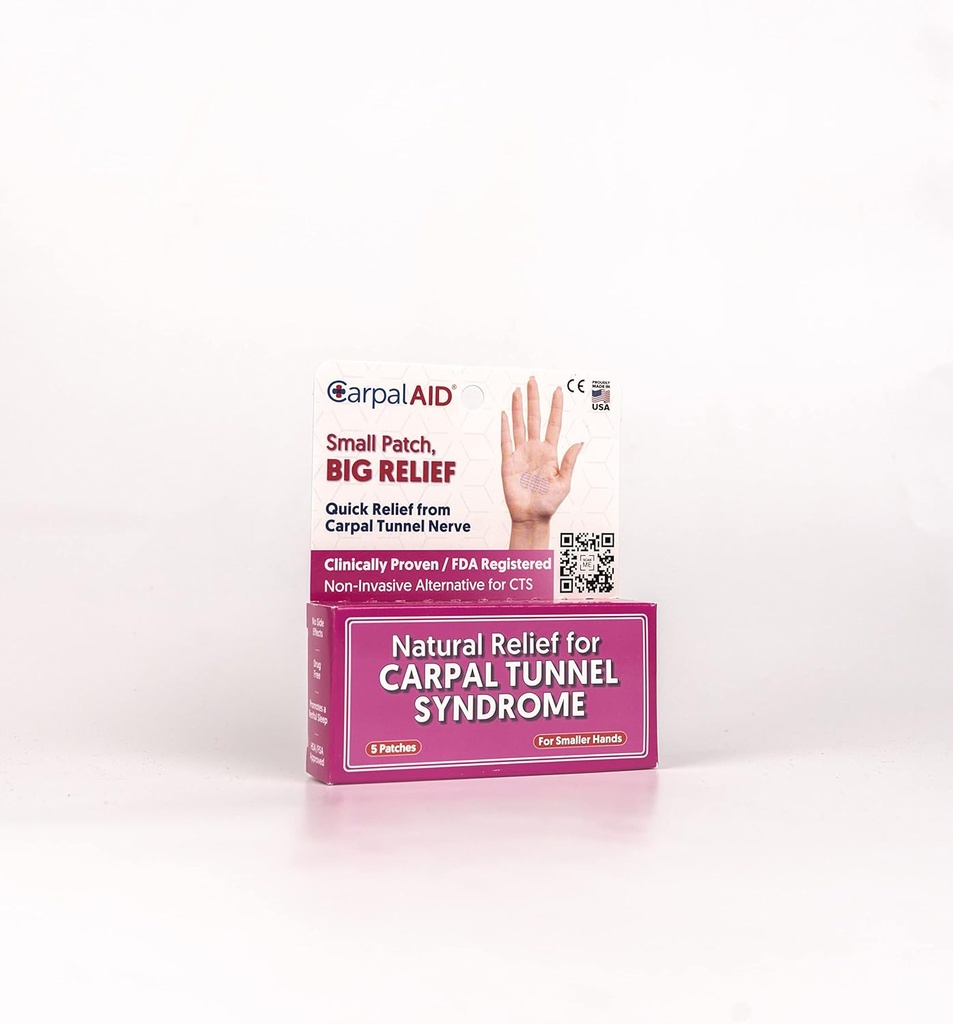 Patch for Carpal Tunnel Relief – Technologie brevetée révolutionnaire – Adhésif médical prouvé cliniquement fournit un soulagement pour le tunnel carpal (Petit – 5 Pack)