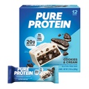 Pure proteïnerepen, hoog eiwit, voedzame snacks ter ondersteuning van energie, lage suiker, glutenvrij, koekjes en room, 1.76oz, 12 Pack
