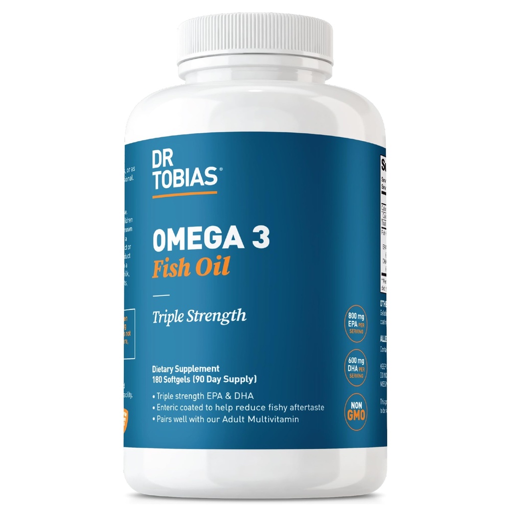 Dr. Tobias Omega 3 Fish Oil 2000mg Triple Strength met 800mg EPA 600mg DHA Per Serving 