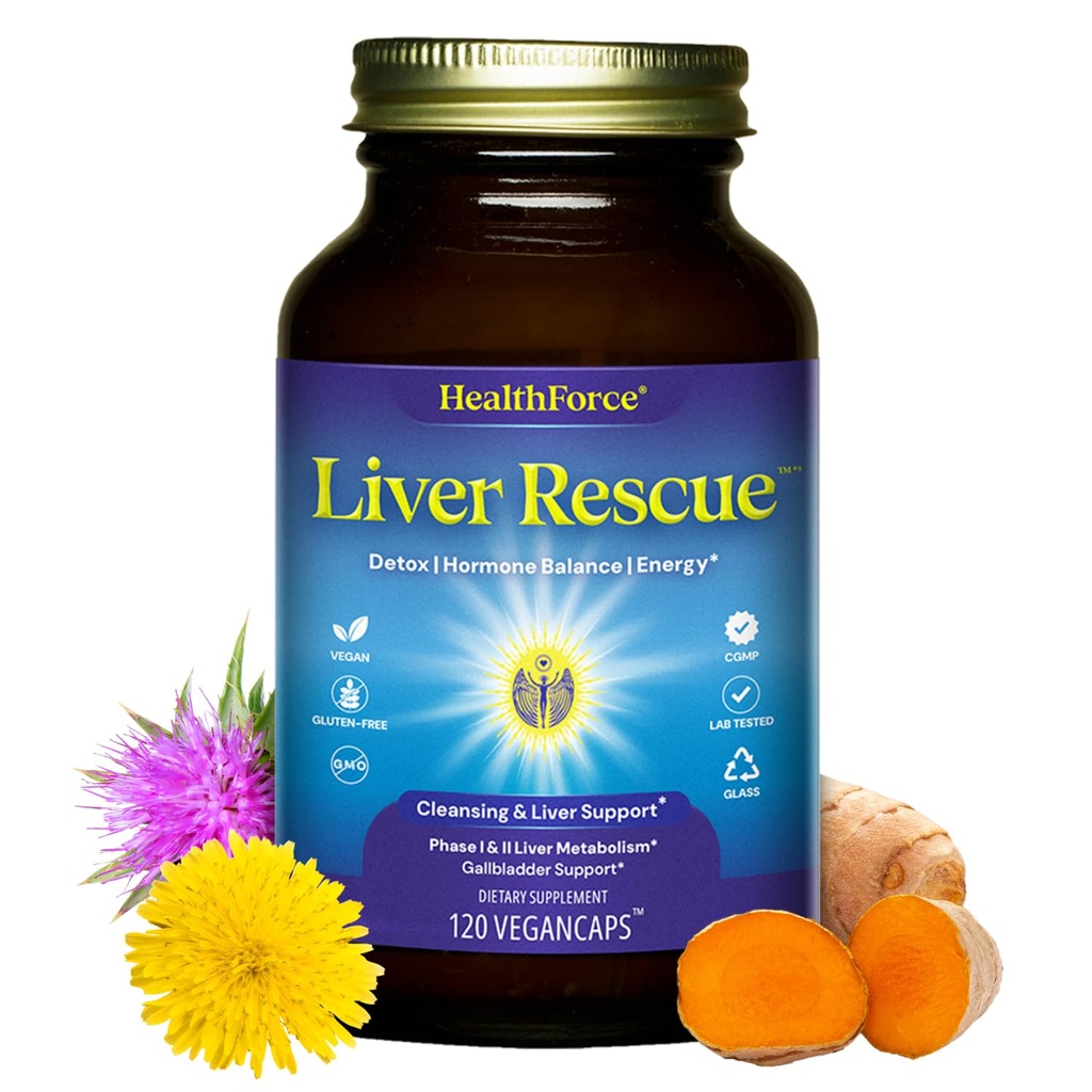 HealthForce SuperFoods Liver Rescue - Natuurlijke Lever Reiniging - met melkdistel & Dandelion Root - Glutenvrij & Veganistisch - 120 capsules