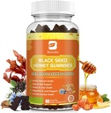 Black Seed Oil Sea Moss Gummies met Ashwagandha, Burdock Root, Linden Honing, Vlierbessen, Kurkuma, Vitamine C, D3 & Zink - Ondersteunt Immuniteit, Gewricht, Vertering, Haar & Huid, Veganistische Gummies 60 Tellingen