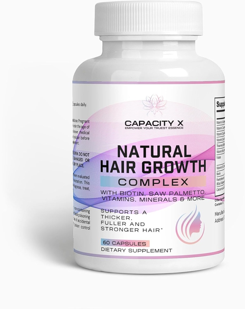 Haar vitaminen voor dunner haar Vrouwen, Hair Growth Complex, met Biotin, Saw Palmetto, Vitaminen, Mineralen & More, Ondersteunt een dikker, voller en sterker haar. Helpt bij het bestrijden van vrouwelijk haar dunner maken