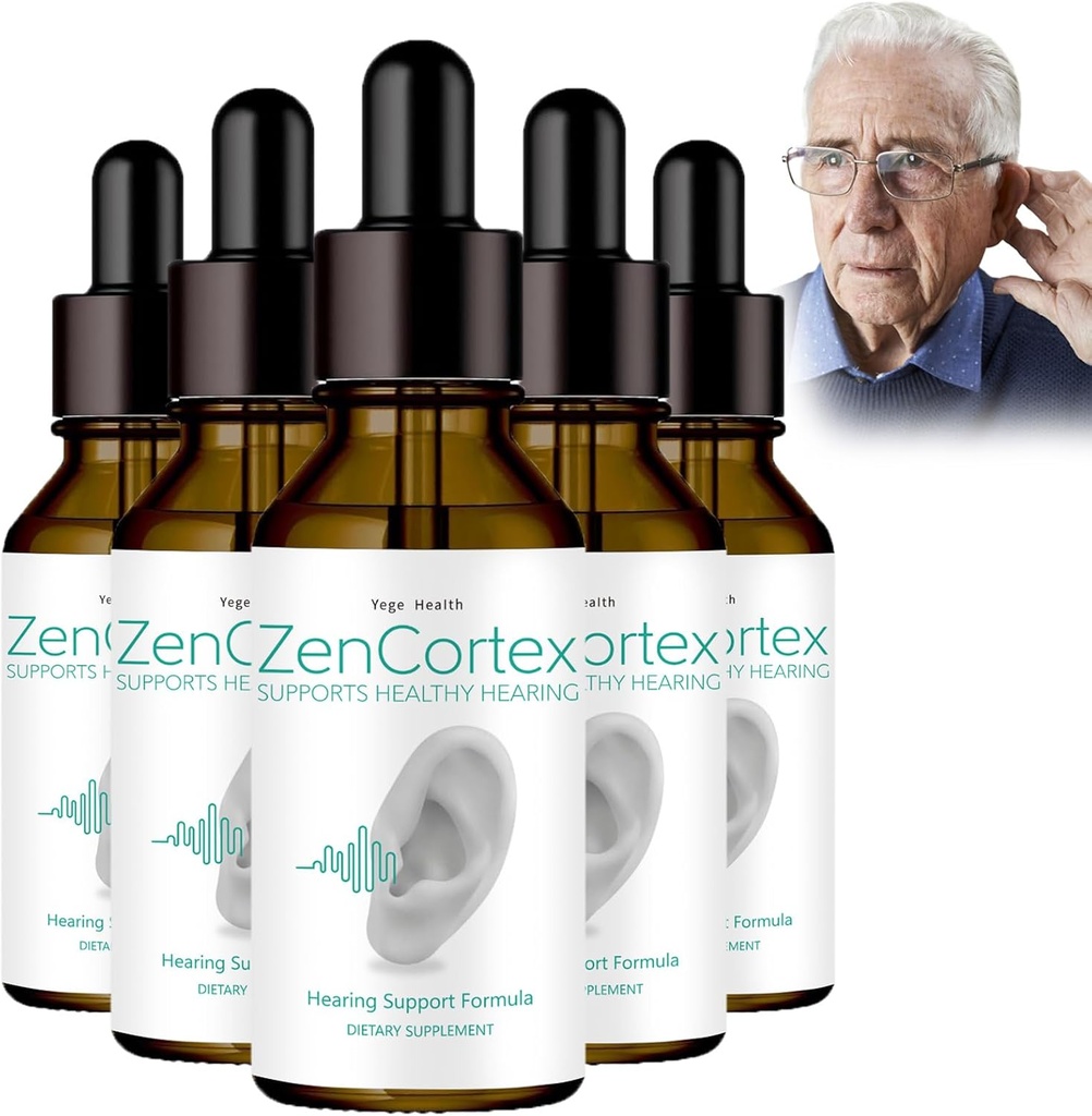 Tinnitus Relief for Ringing Ears, Zencortex Cortex Ear Drops, Zencortex for Tinnitus, Helpt met trommelvlies Gezondheid, bevordert auditieve helderheid, fles voor 30 dagen (5 Pack)