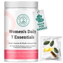 Dagelijkse 7 Essentials Vrouwen Vitamine Pack -7 Pack Complete Vrouwen Multivitamine Packet met energie, Metabolisme, Immuunsysteem, Vrouwelijke gezondheid Ondersteuning met Probiotica, Meer