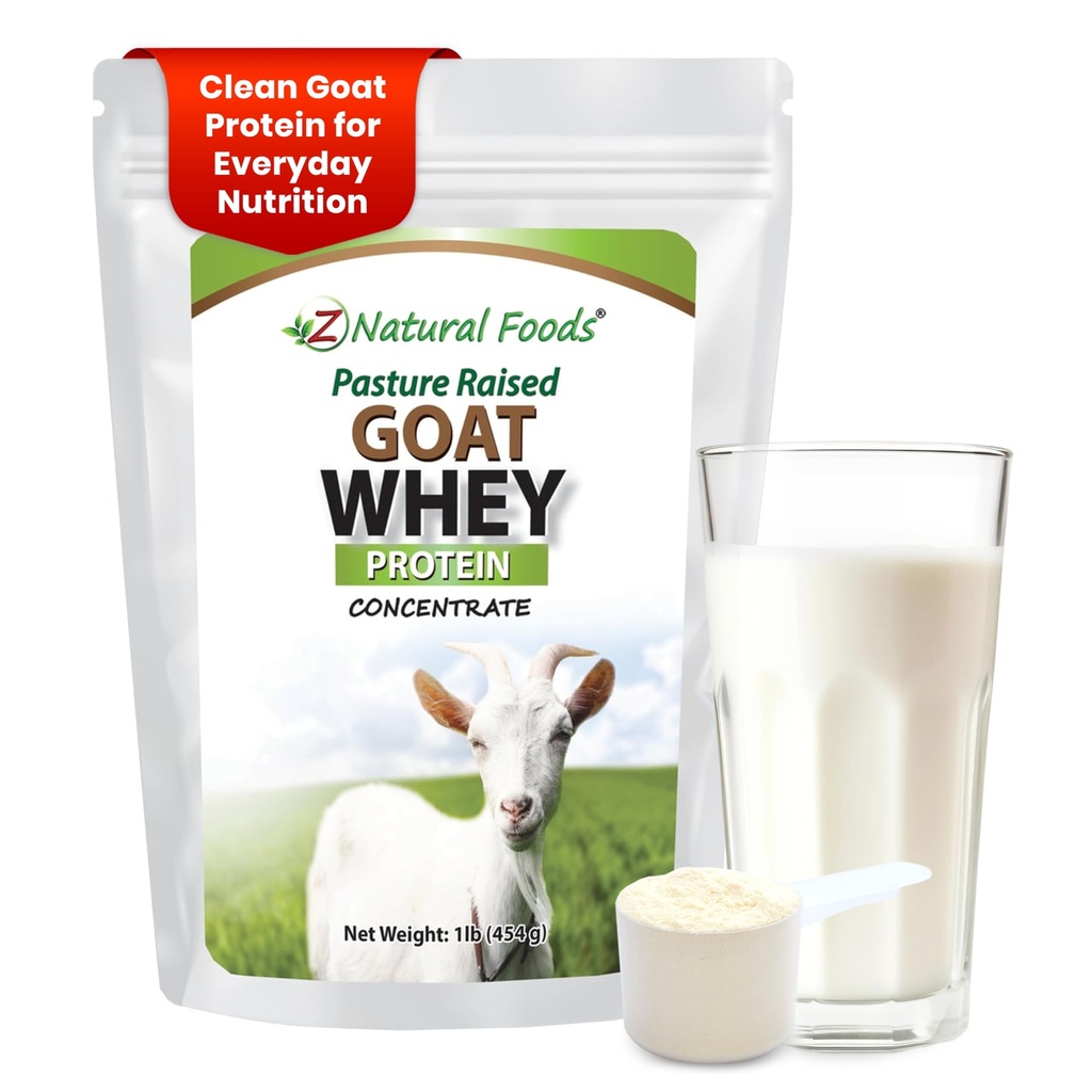 Z Natural Foods Geit Wei Proteïne Poeder Concentraat - Ongedenatureerd, ongearomatiseerd, Verhoogd Wei - Cleane Geit Protein Powder met vitale eiwitten voor gewichtsbeheersing, Immune Support, Fitness, 1 lb